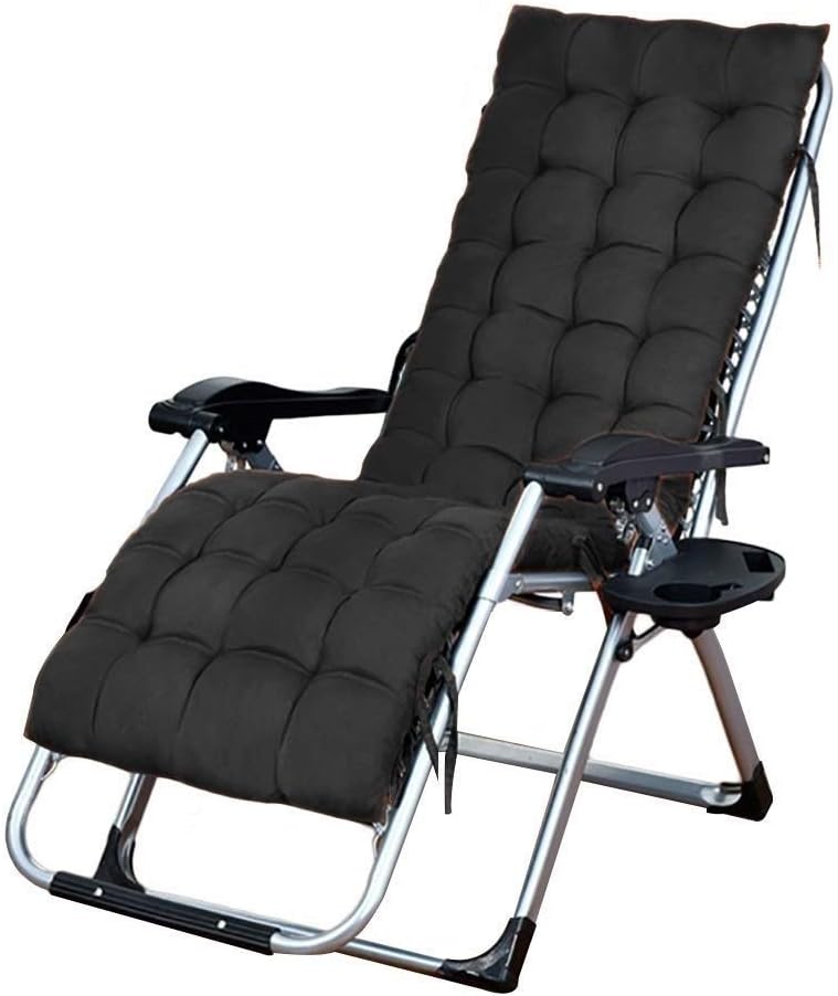 Zero Gravity Chair Extra Wide Loungers Recliners，Folding Office Lunch Break Reclining Patio Sun Lounger，With Cotton Pad Comfortable Indoor Outdoor Garden Chairs (Color : Black)