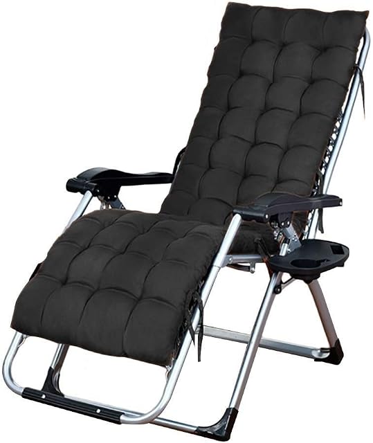 CHAIRQEW Zero Gravity Chair Extra Wide Loungers ReclinersFolding Office Lunch Break Reclining Patio Sun LoungerWith Cotton Pad Comfortable Indoor Outdoor Garden Chairs (Color : Black)
