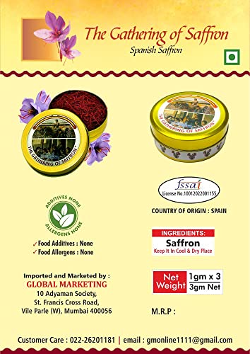 Image of The Gathering Spanish Saffron Kesar Pure Imported - 3g net (Pack Of 3)