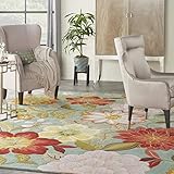 Nourison Fantasy Aqua Rectangle Area Rug, 8-Feet by 10-Feet 6-Inches (8' x 10'6')