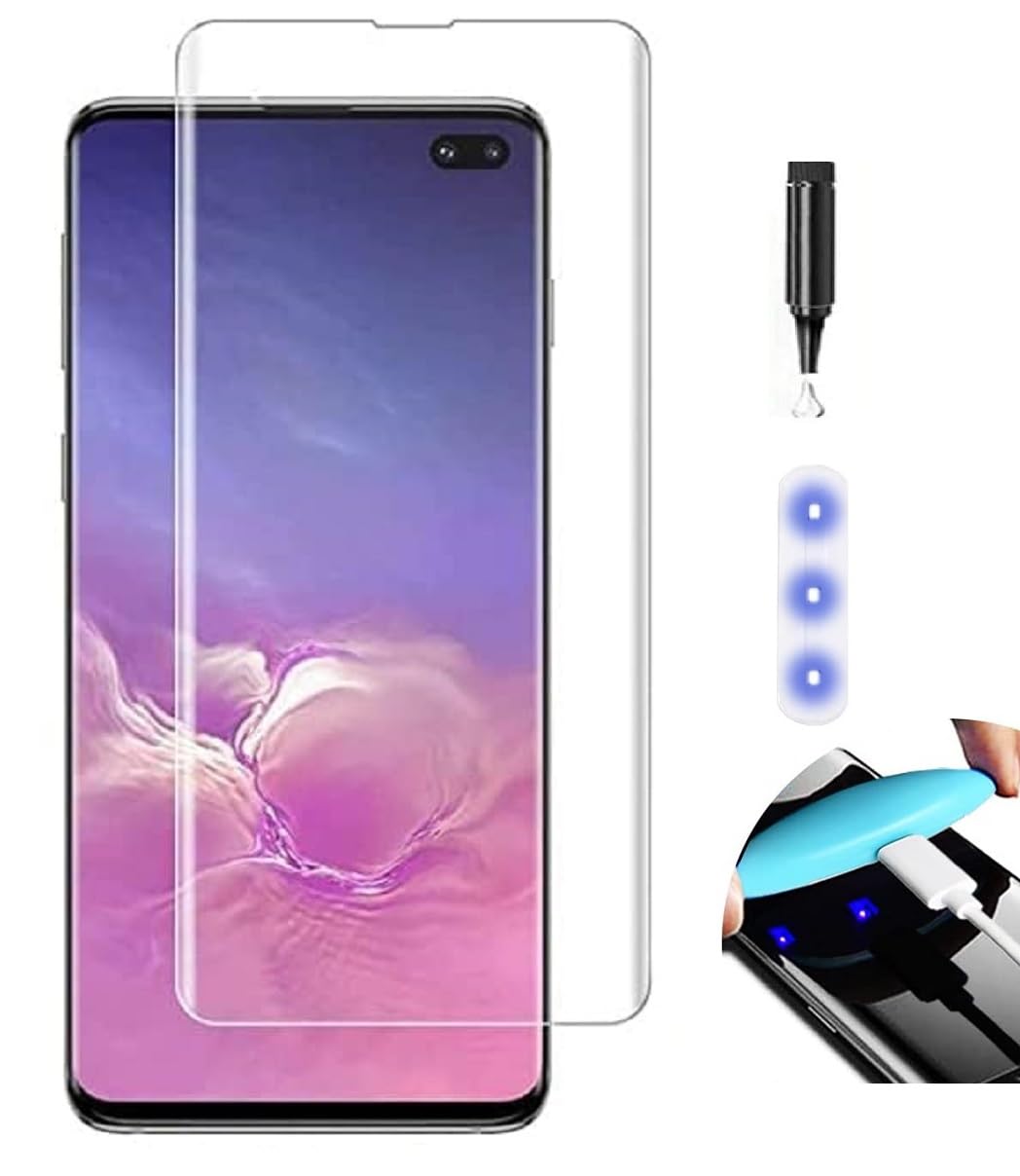 NISHTECH Advanced HD+ Curved UV Tempered Glass Screen Protector Designed for Samsung Galaxy S10 Plus || Full Screen Coverage with Easy Installation Kit (Anti-Scratch)