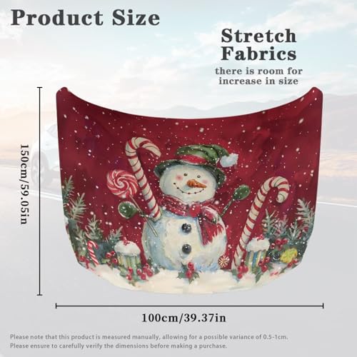 Image of Christmas Cute Snowman Car Hood Cover Polyester Elastic Fabrics Washable Suitable for Large SUV and Pickup Trucks 39x59in