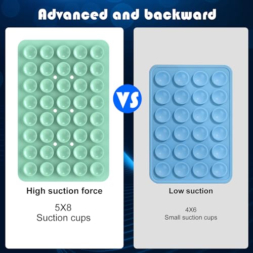 Image of Double Sided Silicone Suction Phone Holder Mount, Silicon Accessory for iPhone and Android, Hands-Free Mirror Shower Phone Holder, TikTok Videos and Selfies (Combo F)