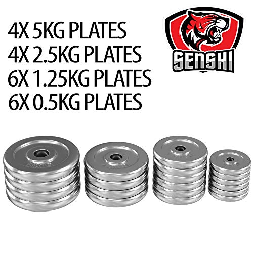 Senshi Japan 50 KG Chrome Gietijzeren Halters Barbell Set - Home Gym Gewichten Bar voor Bench Press, Squats… - Afbeelding 3