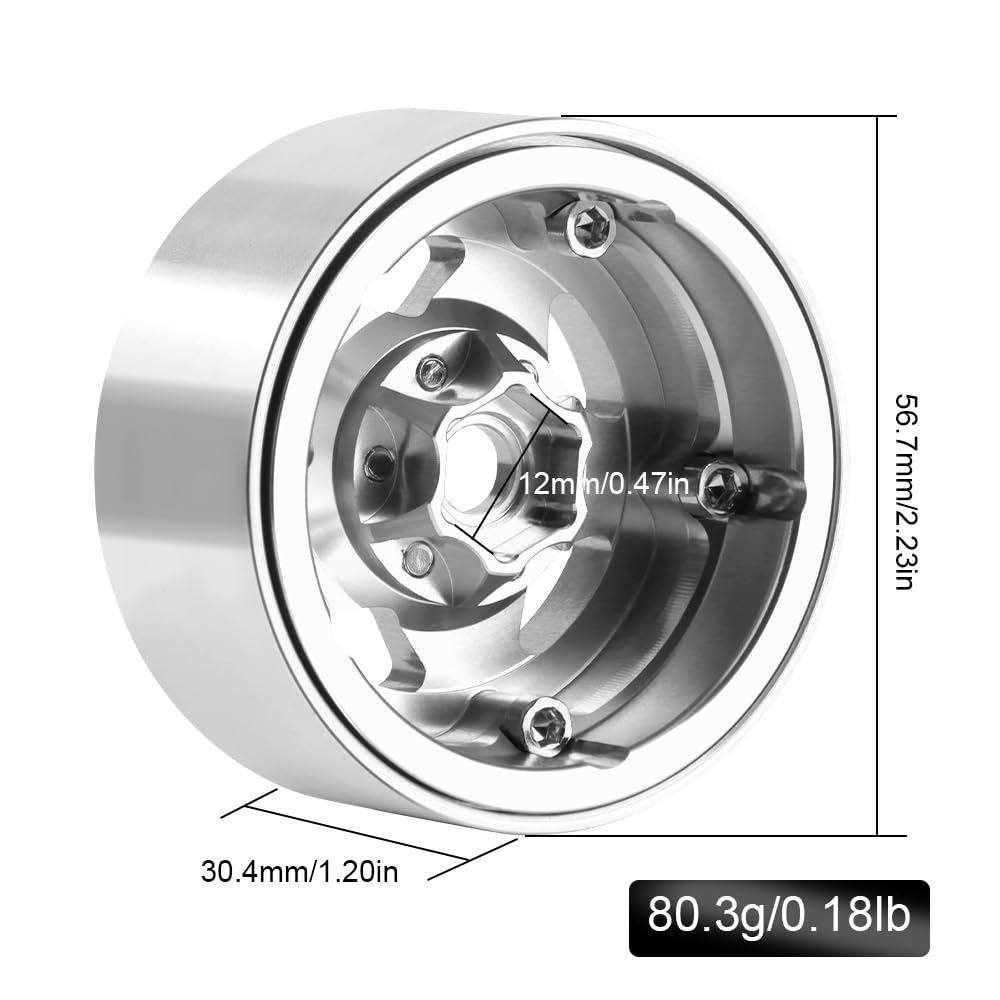 Traxxas 9781-SATIN Wheels, 1.0', Method Wheels 105 (Satin Chrome, Beadlock) (2)
