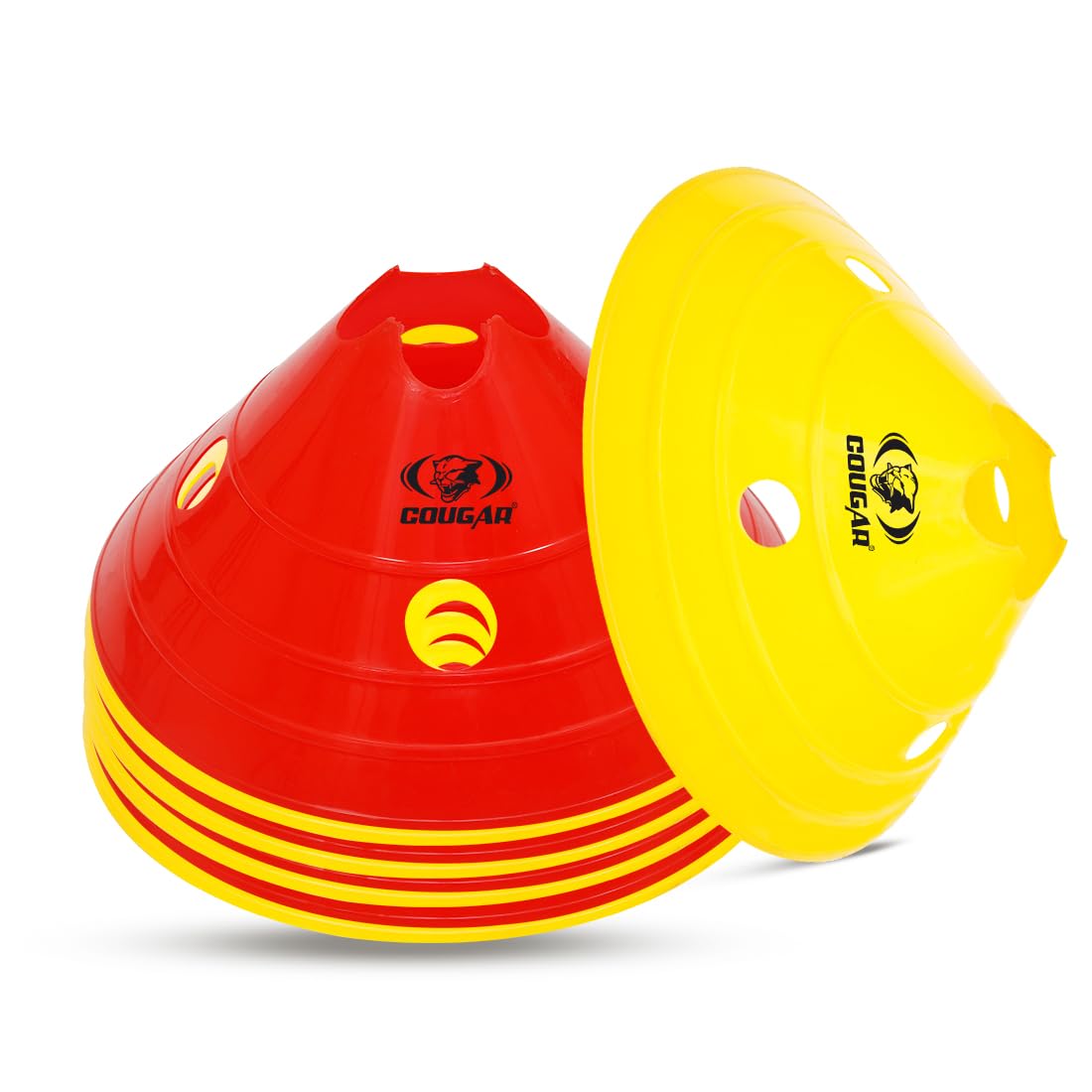 COUGAR Mega Disc Saucer Cone with Hole (6-INCH) Cone Marker Set, Plastic Cones Marker Mini Space Markers Discs for Football, Soccer, Baseball, Agility, Field Sports, Kids Footwork Training -Pack of 10 (B0C81NJLBR) Amazon Price History, Amazon Price Tracker