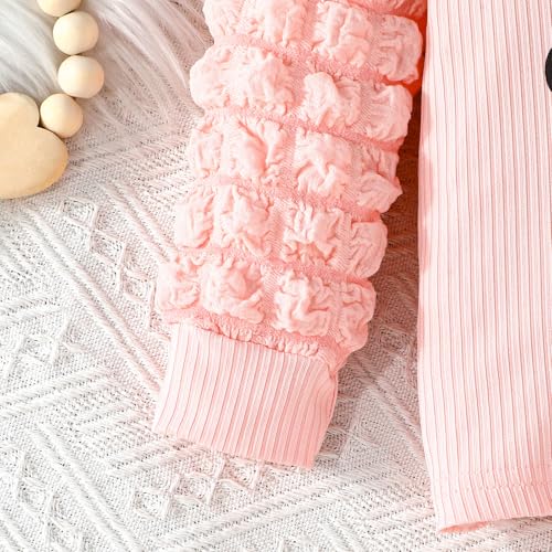 Baby Toddler Girl Outfits Daddy's Girl Print Bubble Long Sleeve Round Neck Pullover + Bow Print Flared Pants 2 Pcs Set4