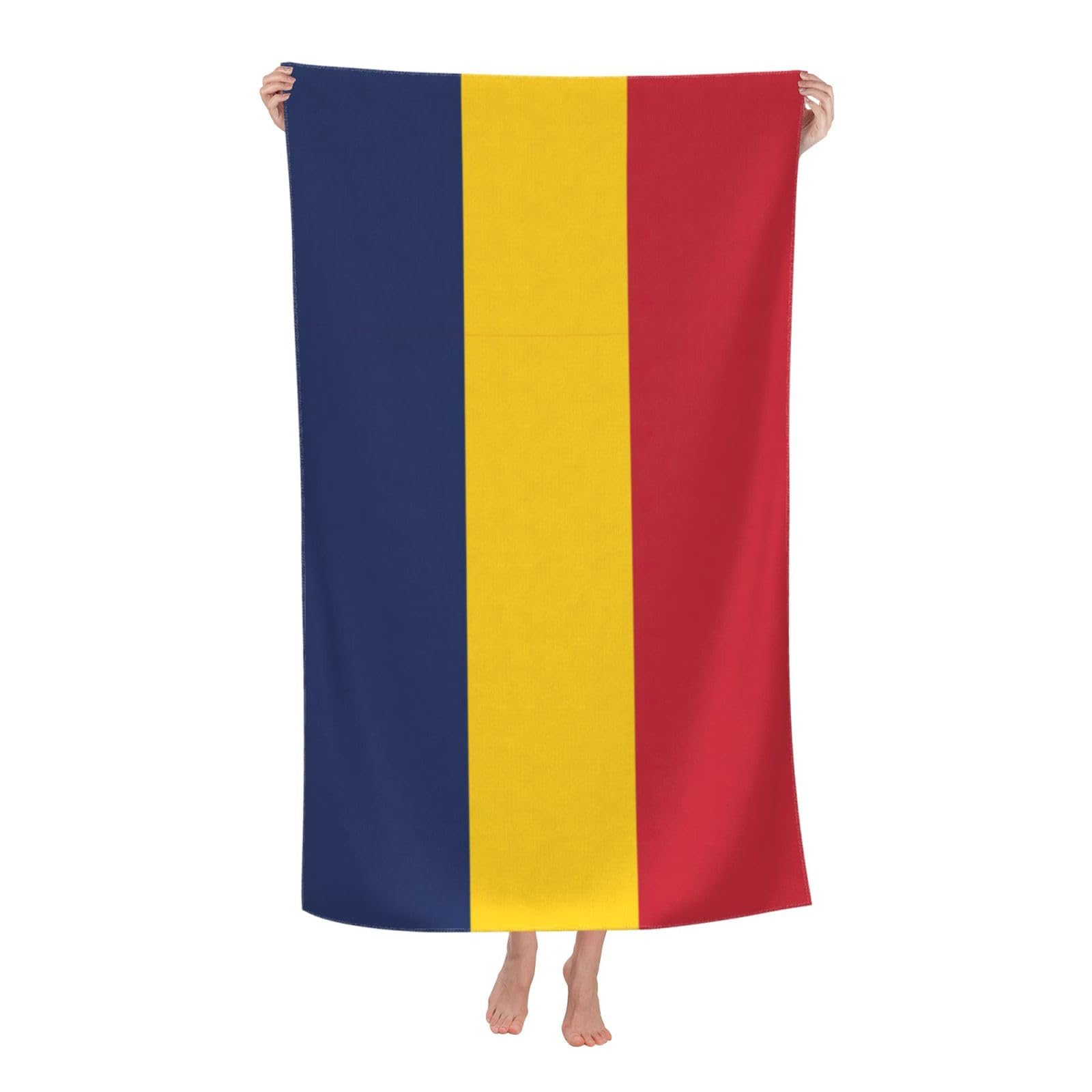 pojknbv Flag Of Chad Print Oversized Adult Beach Towel Quick-Dry Comfortable Lightweight Travel Pool Camping