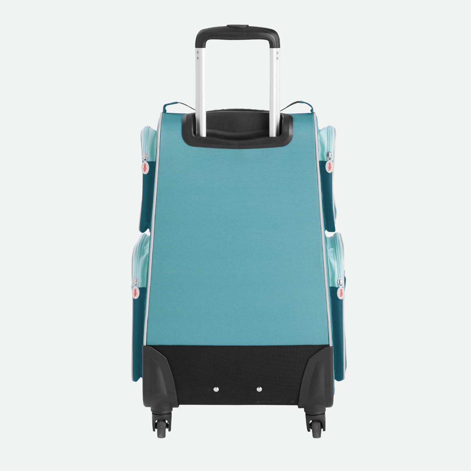 HABA Kinder-Schranktrolley Petrol mit 4 Rollen – Kinderkoffer aus recyceltem Polyester mit Schmutzwäschebeutel, 3 herausnehmbaren Böden und 4 Reißverschluss-Außentaschen – 2012724001