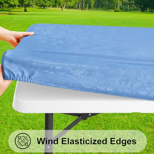 Image of Smiry Heavy Duty Vinyl Fitted Tablecloths for 8 Foot Rectangle Tables