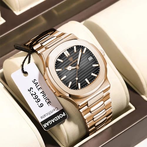 Image of Gosasa Fashion Men's Watches Date Business Watch Stainless Steel Luxury Style Luminous Quartz Waterproof Analog Display Male Wristwatch