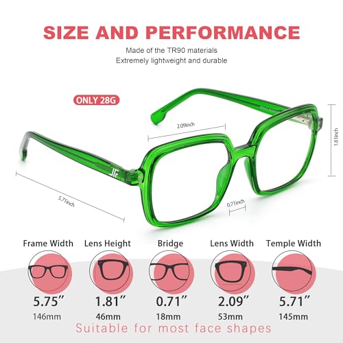 Image of Oversized Blue Light Blocking Glasses for Women and Men, Square Frame Computer Gaming Glasses Anti Glare & UV RF6215
