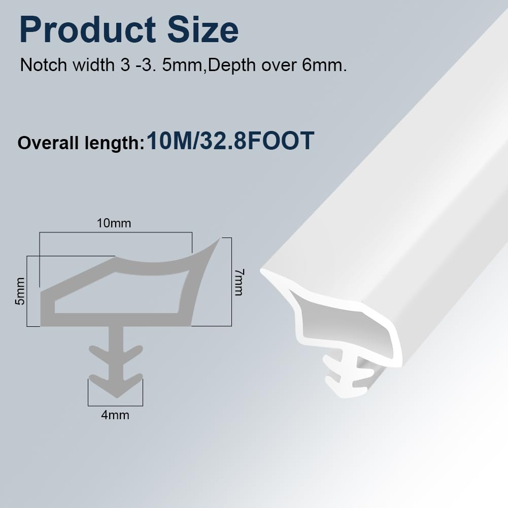 vsshe 10m Door Seal, PVC Rubber Door Sealing Strip - Image 2