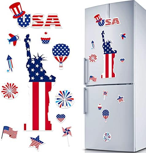 Orgucer Fridge Magnets - Happy Independence Day Decor Gift PVC Fridge Magnets, Statue of Liberty Decorative Magnetic Refrigerator Magnet for Home Cabinet Office Whiteboard
