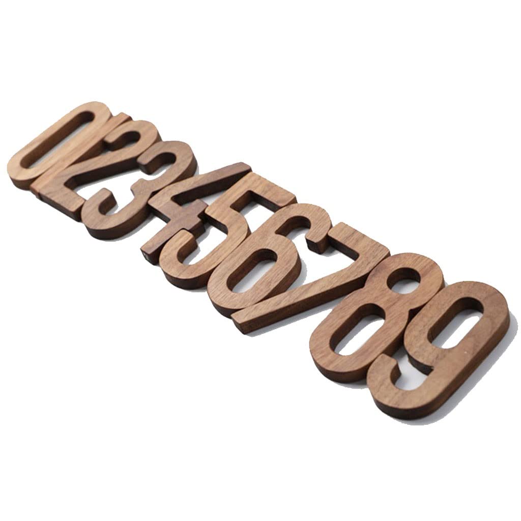 Números digitales for puerta con letras del alfabeto, 1 unidad, decoración numérica de nogal negro 8 cm, número nórdico madera maciza, pared personalizada(1)