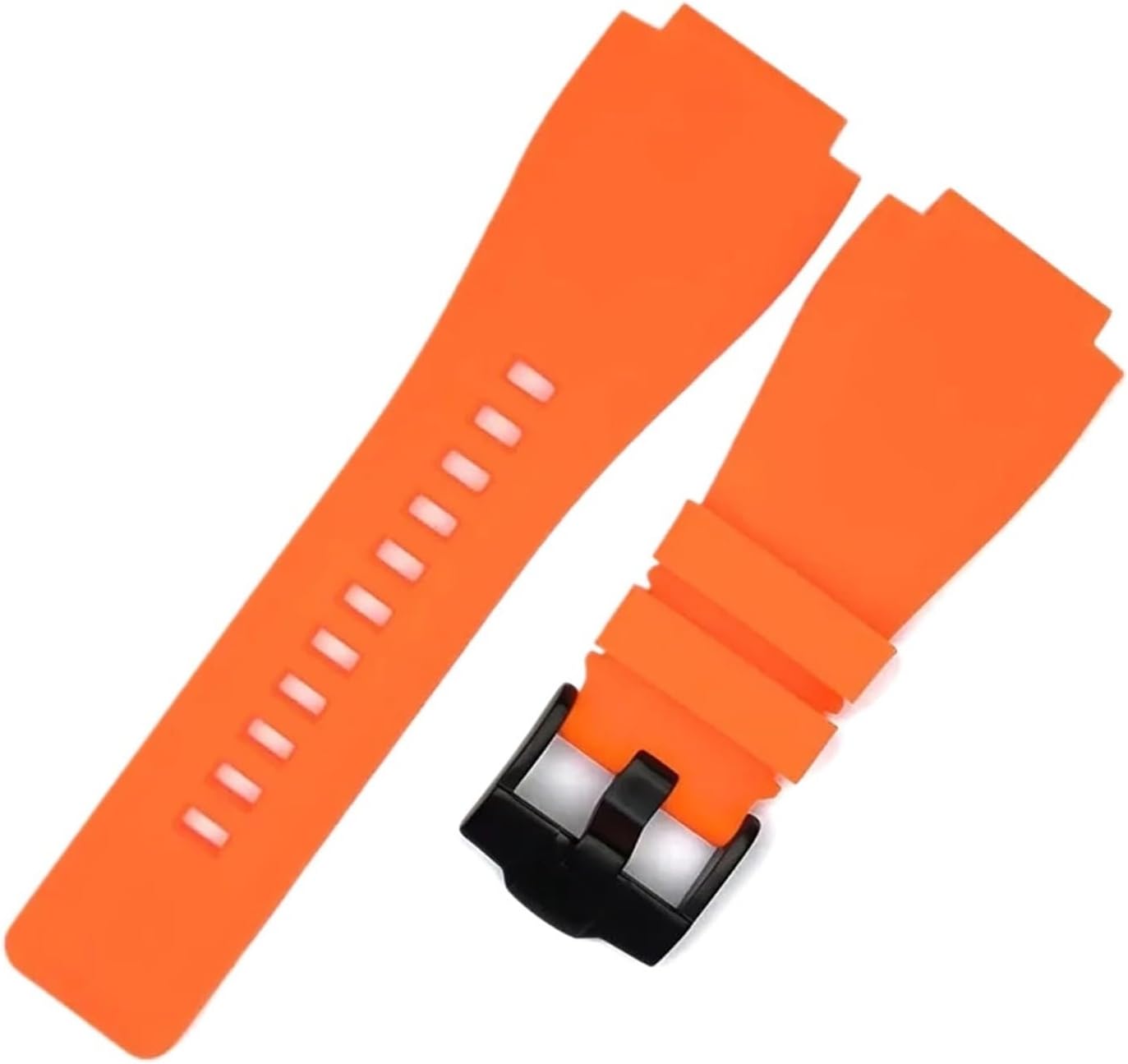 XILILHC Soft Rubber Watch Strap Compatible With Bell &Ross BR-01 BR-03 Series Black Convex Mouth 24x35mm Pin Buckle Band Replacement Wristband