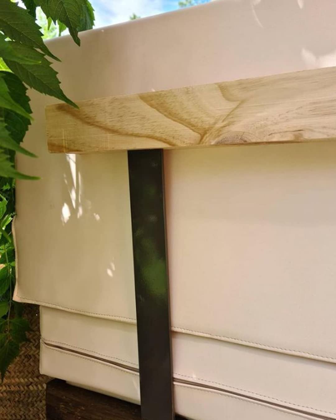 Respaldo de Madera para Sofá Palet - Medidas 100x6x6cm - con Dos Sujeciones Metálicas Galvanizadas Regulables para su Mayor Comodidad