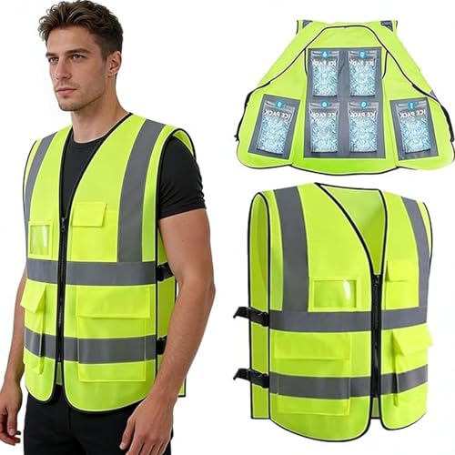 Cooling Vest with 24Pcs Ice Packs - Adjustable Ice Cool Vest for Men Women for Hot Weather Work