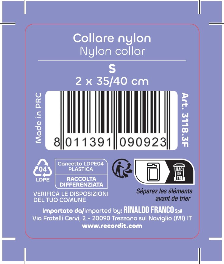 Record, Ande Dog Collar, Made of Durable Nylon, Reflective Details, Plastic Closure Clip, Fuchsia Color, Size S, 2cm - Image 3