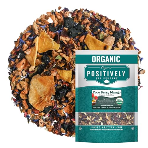 Image of Organic Positively Tea Company, Coco Berry Mango, Herbal Tea, Loose Leaf, 4 Ounce