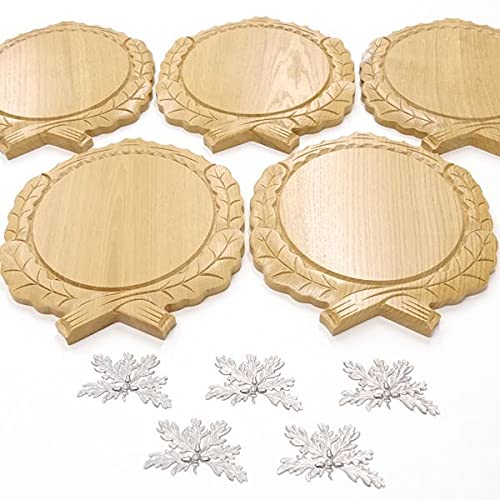 5 placas de cuña talladas de roble claro AF 19 cm con 5 hojas de roble de 6 hojas
