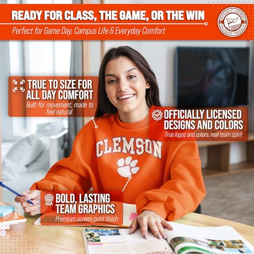 Image of NCAA College Sweatshirt Fleece Crewneck Pullover for Men and Women | Officially licensed NCAA college gameday crewneck pullover - 9 oz fleece lined sweatshirt with arch and logo design