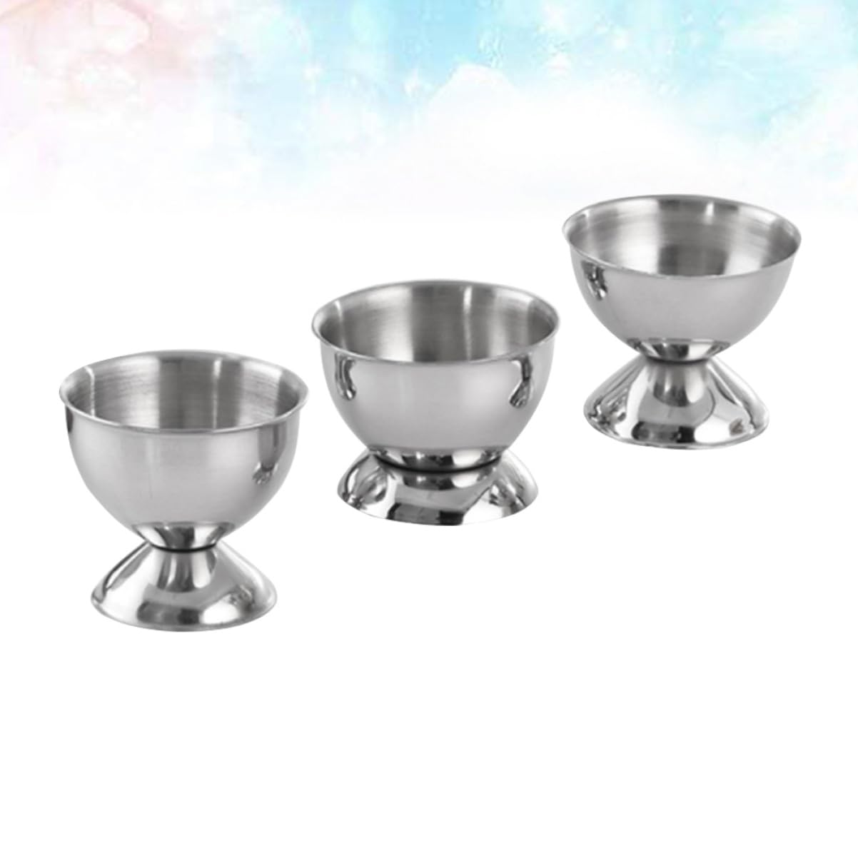 Unomor 3pcs Stainless Steel Egg Holder Stainless Steel Egg Rack Egg Tray Creative Egg Cup Silver