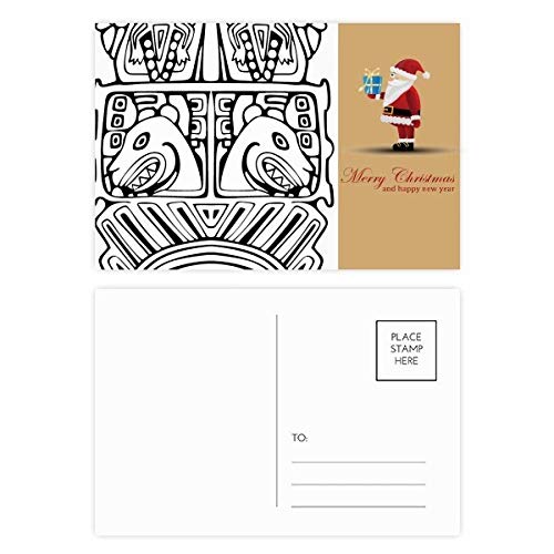 Cartes postales indiennes dessin Totem Père Noël lot de 20 pour offrir des vœux originaux