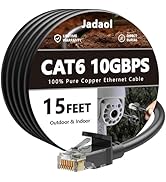 Cat 6 Outdoor Ethernet Cable 15 ft, Support Cat 8 Cat 7 Network, 10Gbps 24AWG Pure Copper, Direct...
