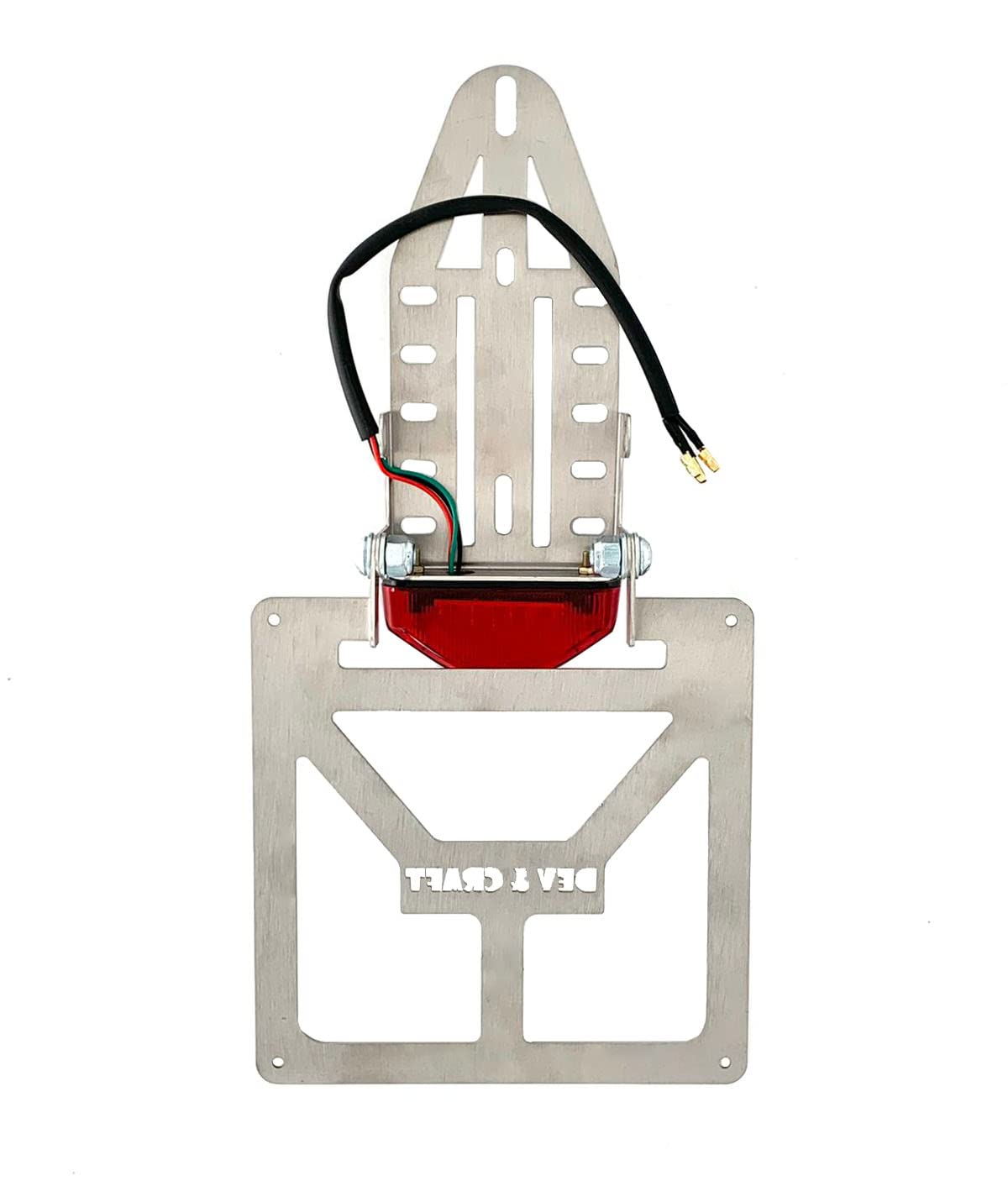 Portatarga Pieghevole Universale per Codino Stretto CC 125 300 450 Motard Enduro Moto Con Faretto Rosso