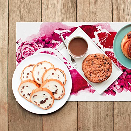 Set de table vélo rose résistant à la chaleur grand tapis de table lavable