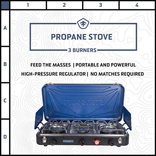 Stansport - Outfitter Series Portable 3-Burner Propane Camping Stove (Blue And Black) #TOP1