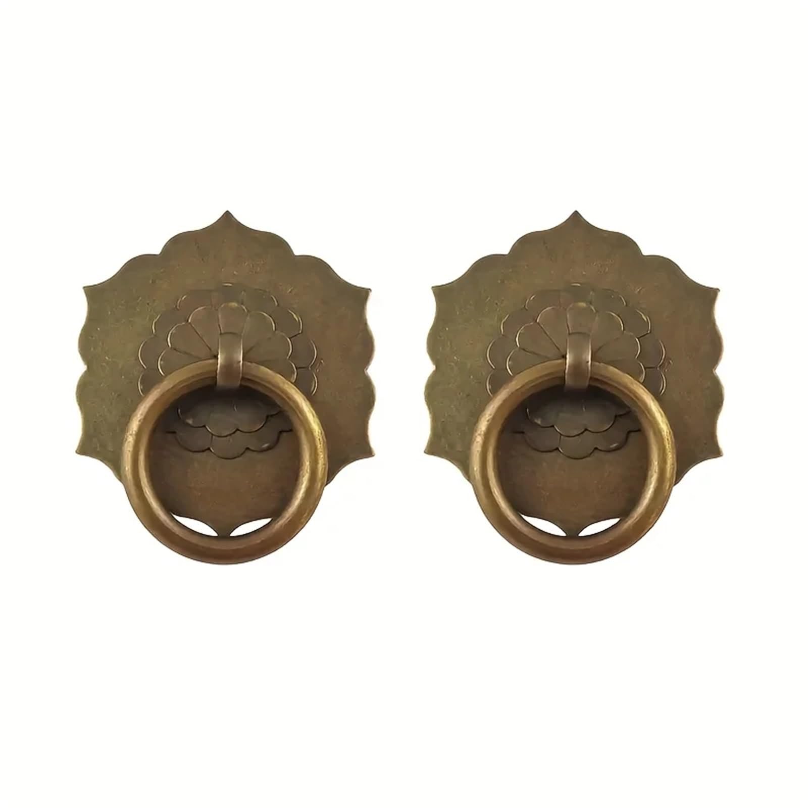 bogniga 6Pcs Brass Ring Handles, Vintage Decorative Handles, Home Decorative Drawer Pulls