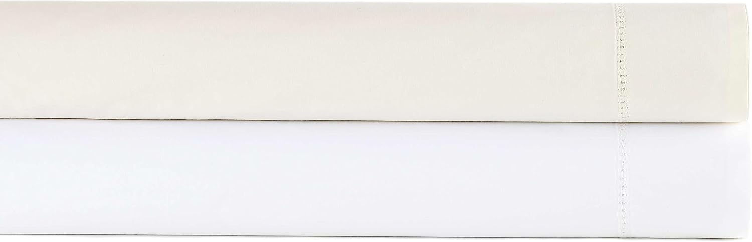 Pine Cone Hill Classic Hemstitch White Pillowcases (Pair), Standard Size, White Solid Pattern