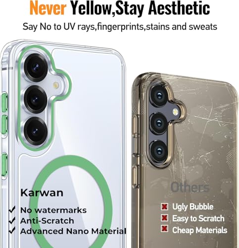 Image of KARWAN Crystal Clear Transparent Back Cover Case with Camera Protection,Compatible with Samsung S24 Plus, Anti Yellow Clear Shockproof Scratch Resistant Case with Magnetic MagEaze Wireless Charging