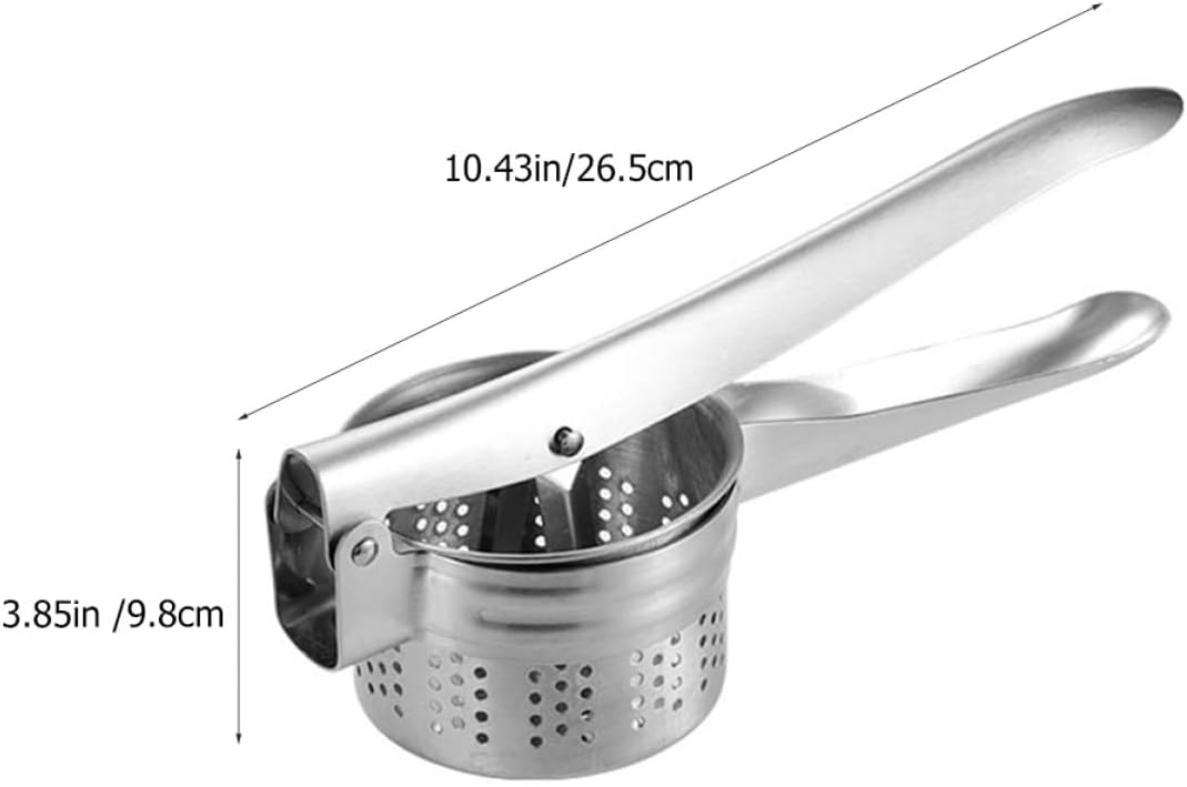 BESPORTBLE Stainless Steel Manual Fruit Juicer and Potato Masher, Hollow Design, Food-Grade Metal, Handheld Press Squeezer for Lemon and Vegetable, Kitchen Tool for Home Cooking and Fruit