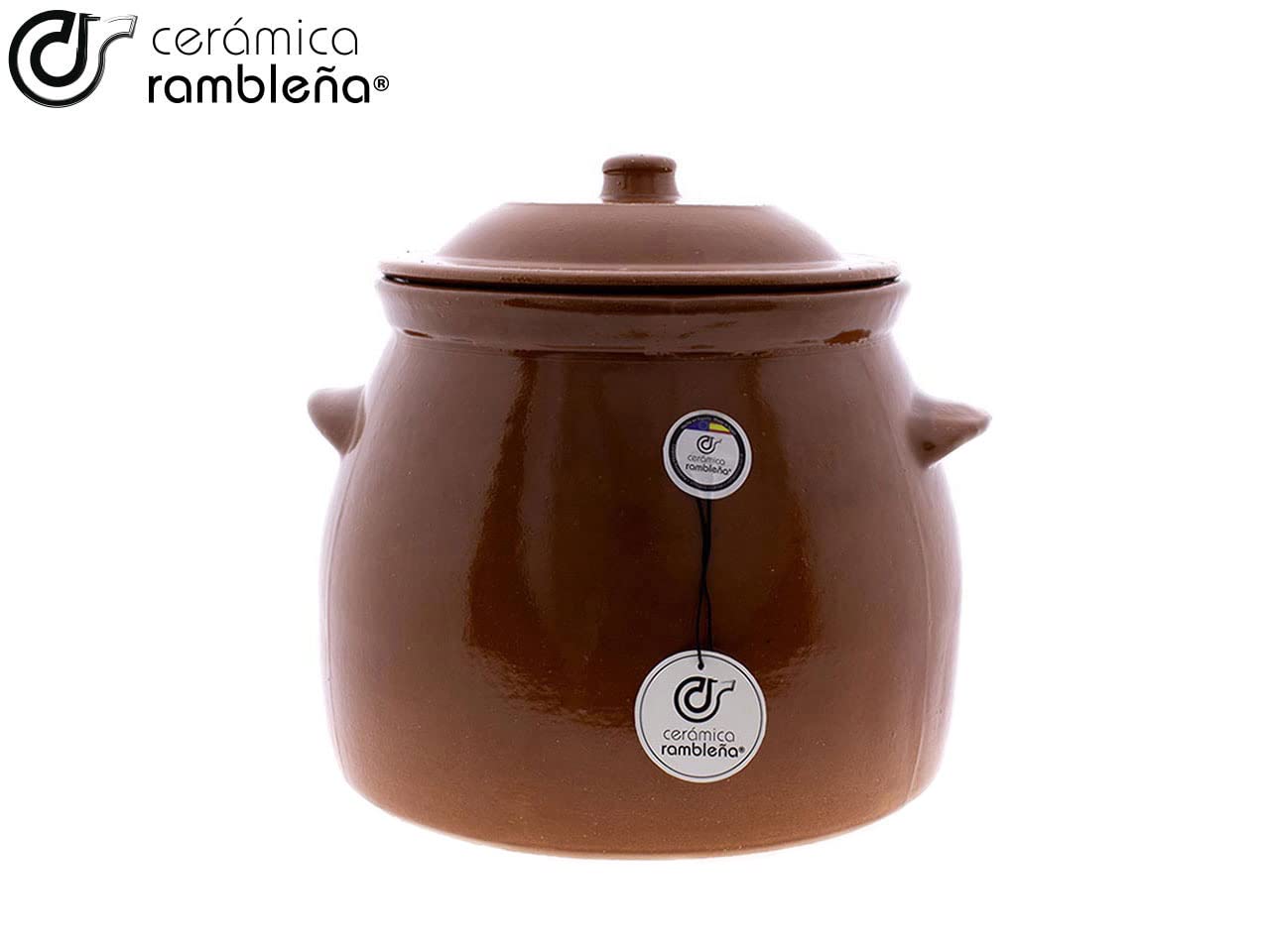 CERÁMICA RAMBLEÑA | Olla barro refractario | fuego directo | Olla cerámica tradicional para pucheros y guisos | 10 litros