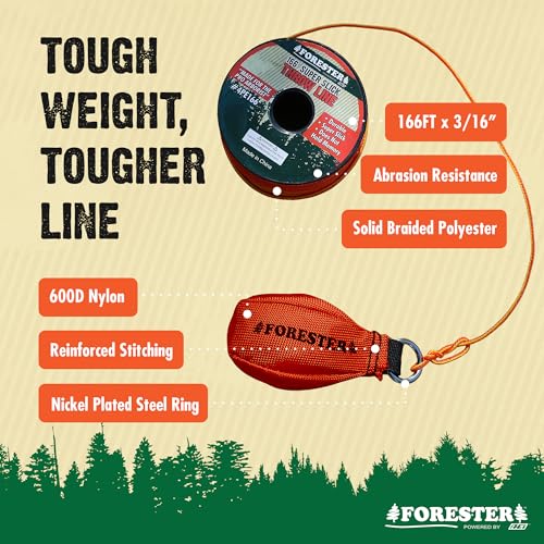 Image of FORESTER Arborist Throw Line Kit | Throw Weight & 166ft Rope | Ultra Slick 100% Polyester Rope | Arborist Equipment for Tree Climbing