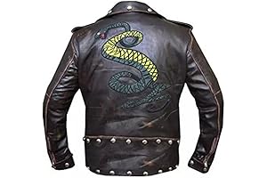 Men's Vintage Cafe Racer Snake Patch Fall 3 Real Leather Jacket