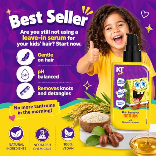 Image of Hair Serum for 3-12 Years | Pediatrician Approved | Rice Water & Jojoba Oil | Non-Sticky, Removes Frizz, Smooths Hair | pH Balanced & 100% Vegan | 100ml