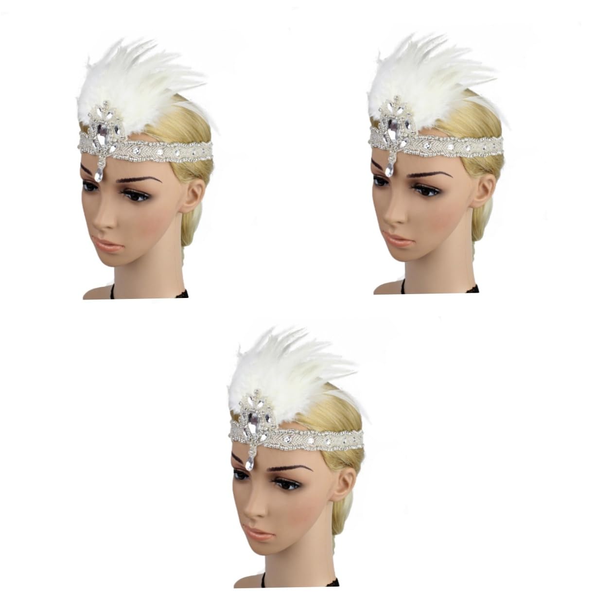 LIFKOME 3pezzi Fascinator Flapper Headband e Accessorio per Sposa e Cerimonie Copricapo Vintage Anni per Matrimoni e