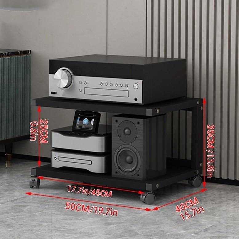 Stereo Stand Modern with Wheels Audio-AV Media Stand Audio Rack Tower image 2