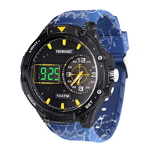 Reloj Resistente al Agua 10 ATM 100m Luminoso Reloj Deportivo para Hombre con Movimientos Digitales y Analógicos, Calendario Cover