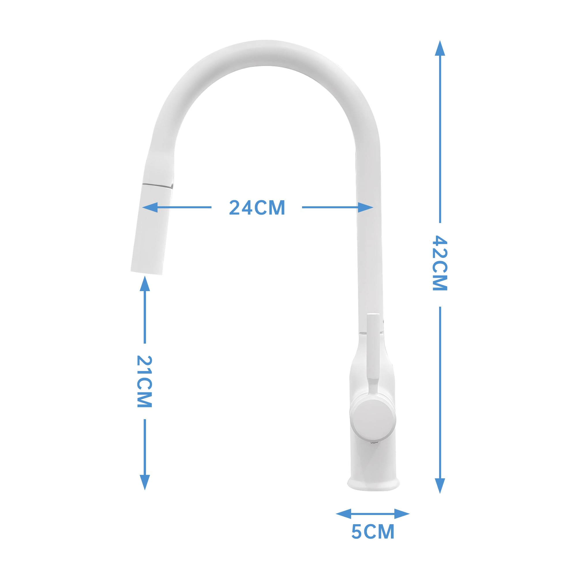 Grifo de Cocina para Lavabo, Grifo mezclador de Baño, Grifo de Cocina, con Dos Funciones de Pulverización, Giratorio 360°, con Ducha Extensible, para Baño Cocina (Blanco)