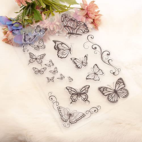 Qoiseys Butterfly Clear Silicone Stamps For Card Making, Clear Rubber Stamps For Diy Scrapbooking Photo Album Seal Stamps Embossing Album Decor Craft #TOP3