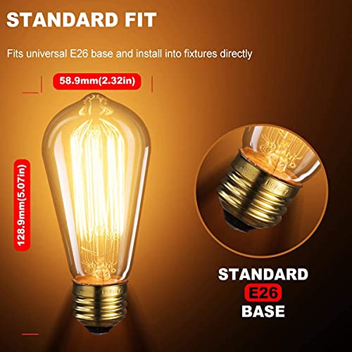 Image of Lyse Decor E27 Bulbs /E26 Screw Dimmable Industrial Filament Edison Tungsten Cage Bulb (Warm White, 40Watt, Pack of 3)