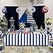 PIXHOTUL 4 Pcs Navy Blue and White Striped Tablecloths Nautical Tableccover Blue Stripes Plastic Table Decorations for Nautical Ocean Theme Party, Boy's 1st Birthday, 51 x 86in