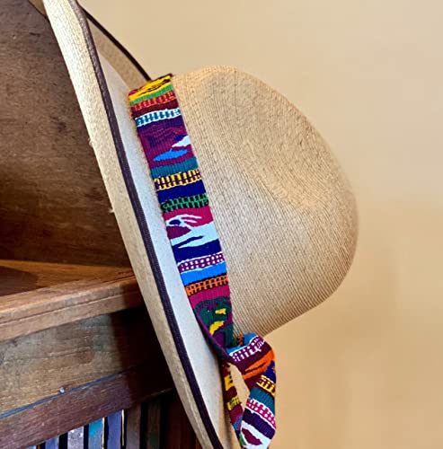 Colorful Hat Bands, Traditional Guatemalan Handmade Hatband, Wrap Around Self Tie, Belt, Birds, Girl and Boy Motifs,3