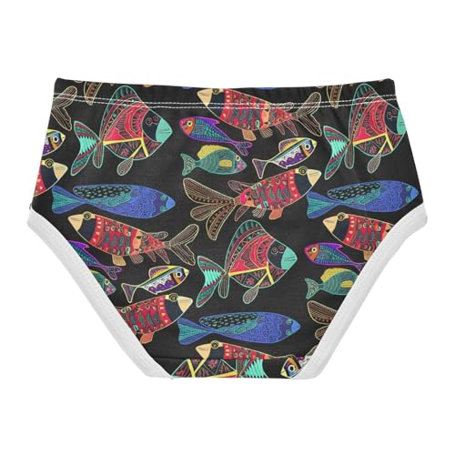 Joisal Colorful Fish Black Cool Cute Panties Girl Toddler Underwear Floral Cotton Print Briefs Girls Undies 2t2