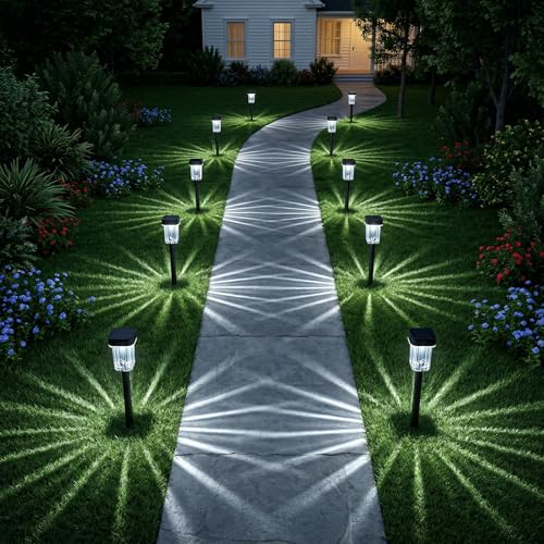 Lampes solaires d'extérieur blanc froid 6000K pour éclairage de jardin